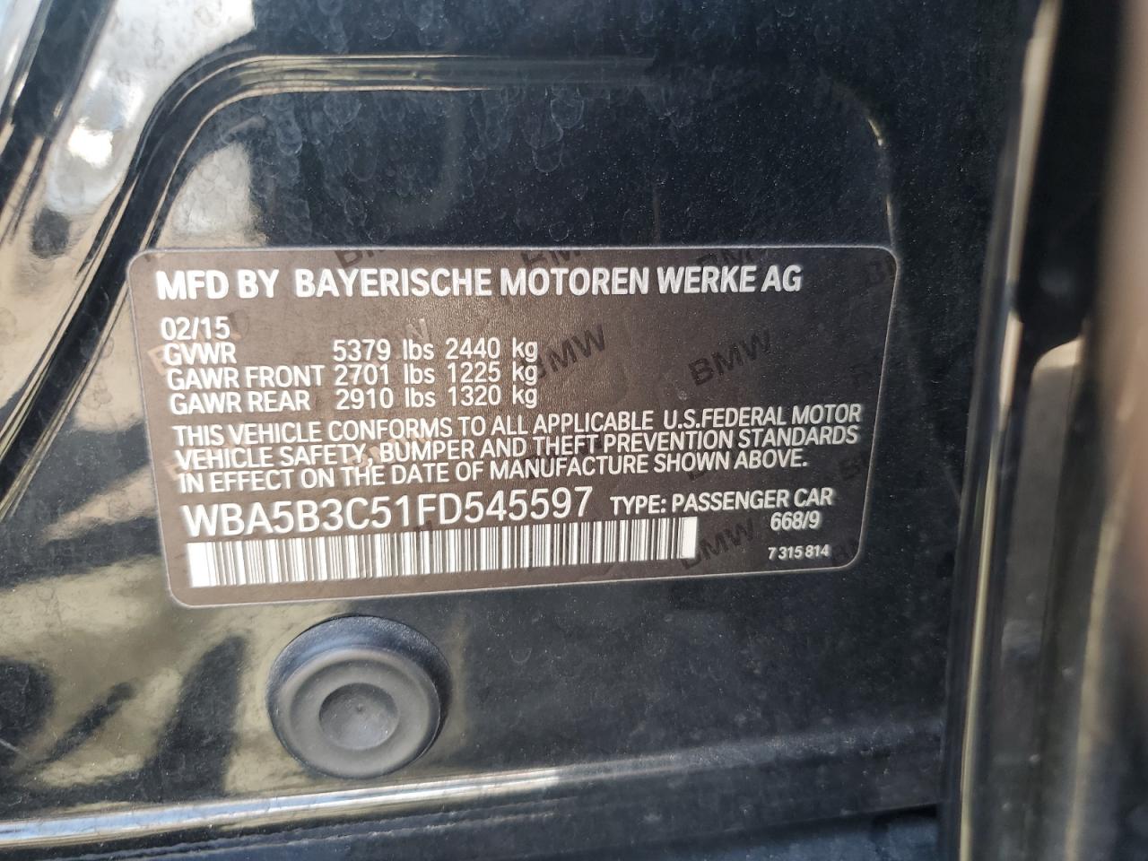 WBA5B3C51FD545597 2015 BMW 535 Xi