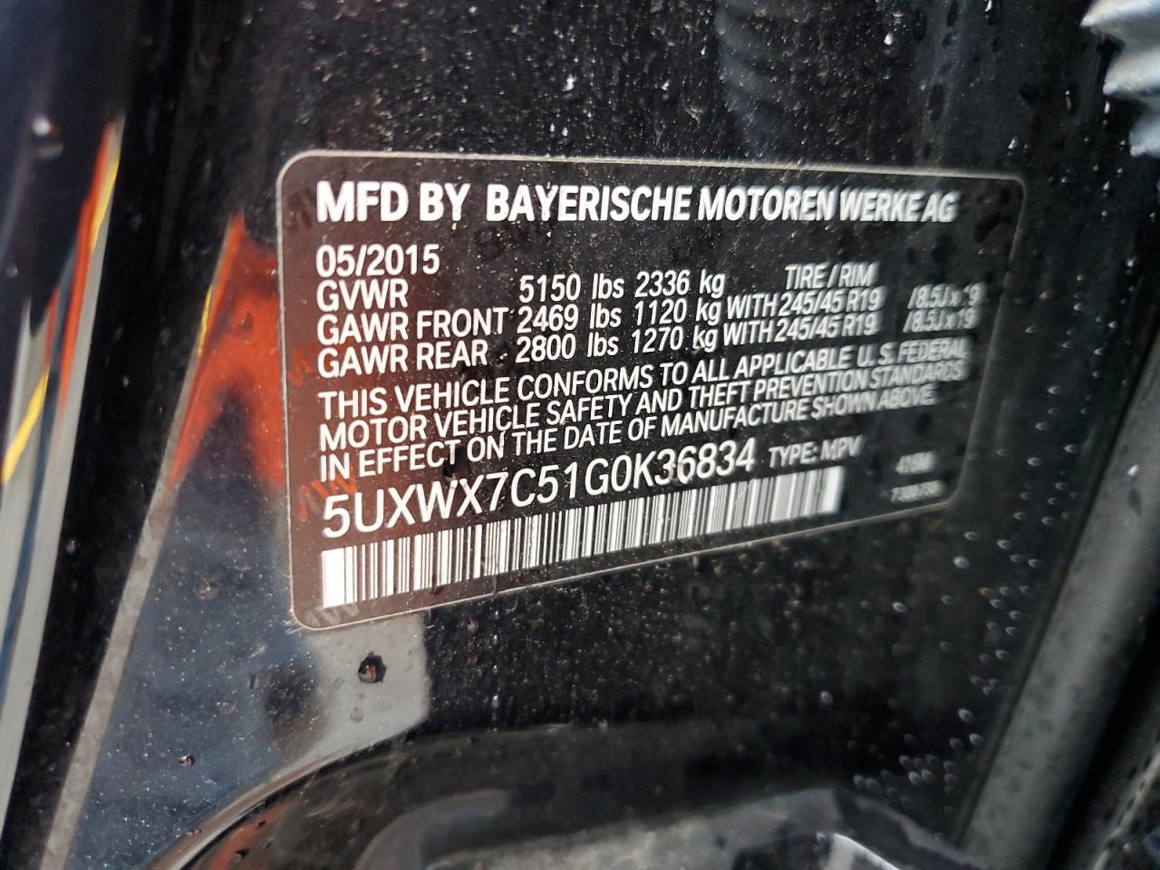 5UXWX7C51G0K36834 2016 BMW X3 xDrive35I