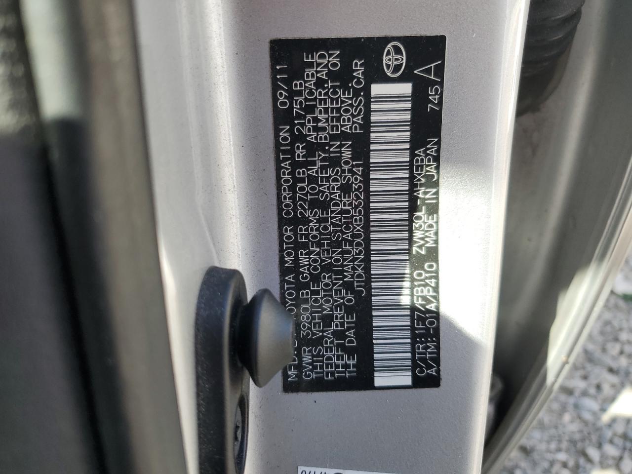 JTDKN3DUXB5323941 2011 Toyota Prius