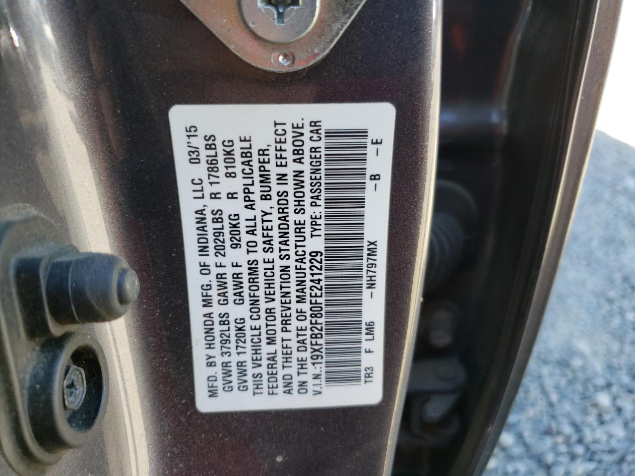 19XFB2F80FE241229 2015 Honda Civic Ex