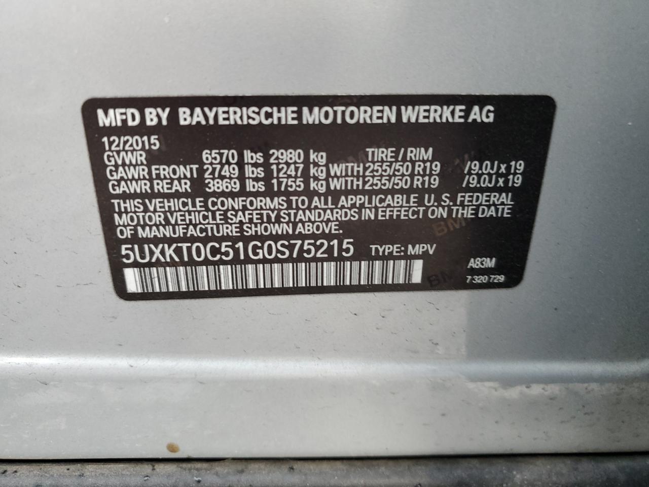 5UXKT0C51G0S75215 2016 BMW X5 Xdr40E