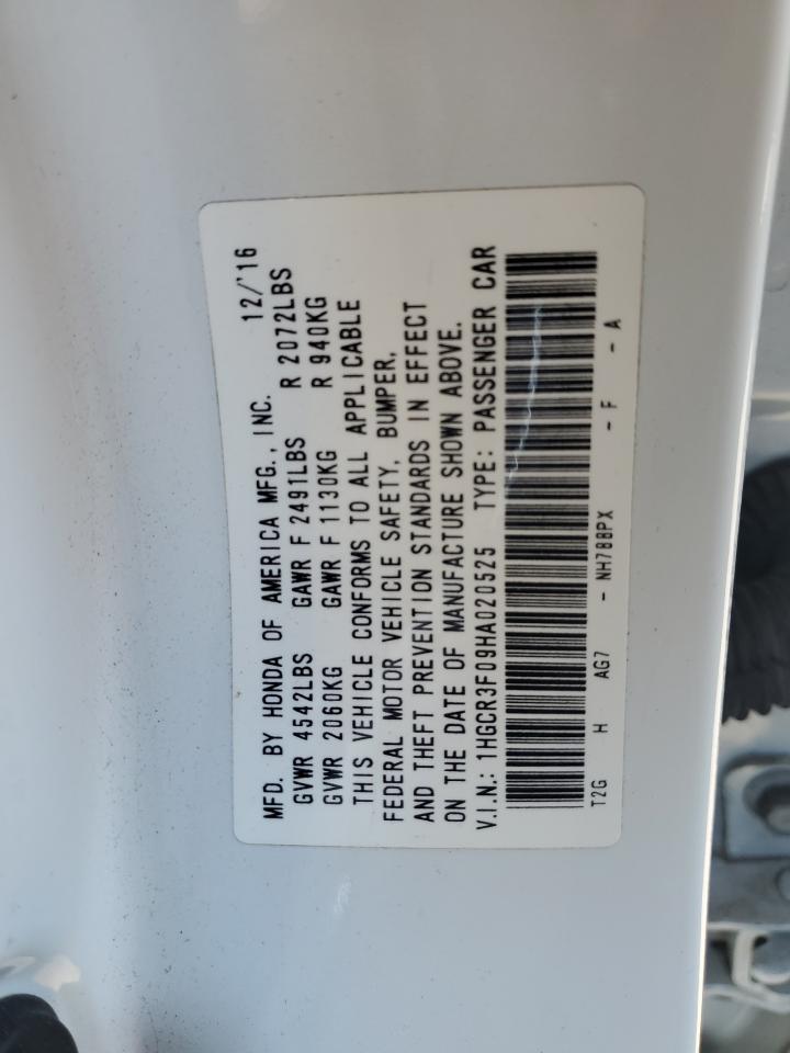 1HGCR3F09HA020525 2017 Honda Accord Exl