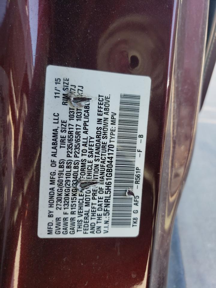 2016 Honda Odyssey Exl VIN: 5FNRL5H61GB044170 Lot: 70858564