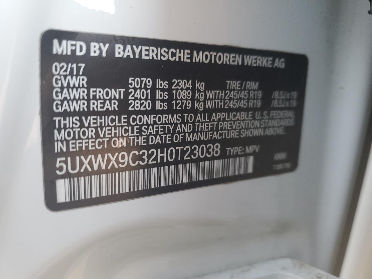 2017 BMW X3 xDrive28I VIN: 5UXWX9C32H0T23038 Lot: 68709184