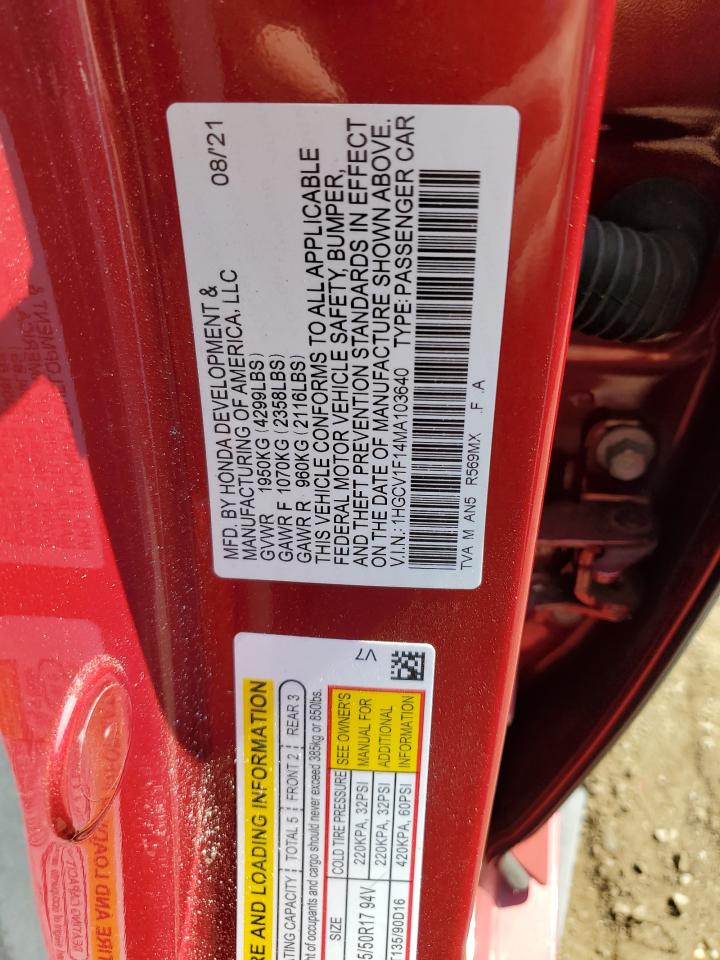 1HGCV1F14MA103640 2021 Honda Accord Lx