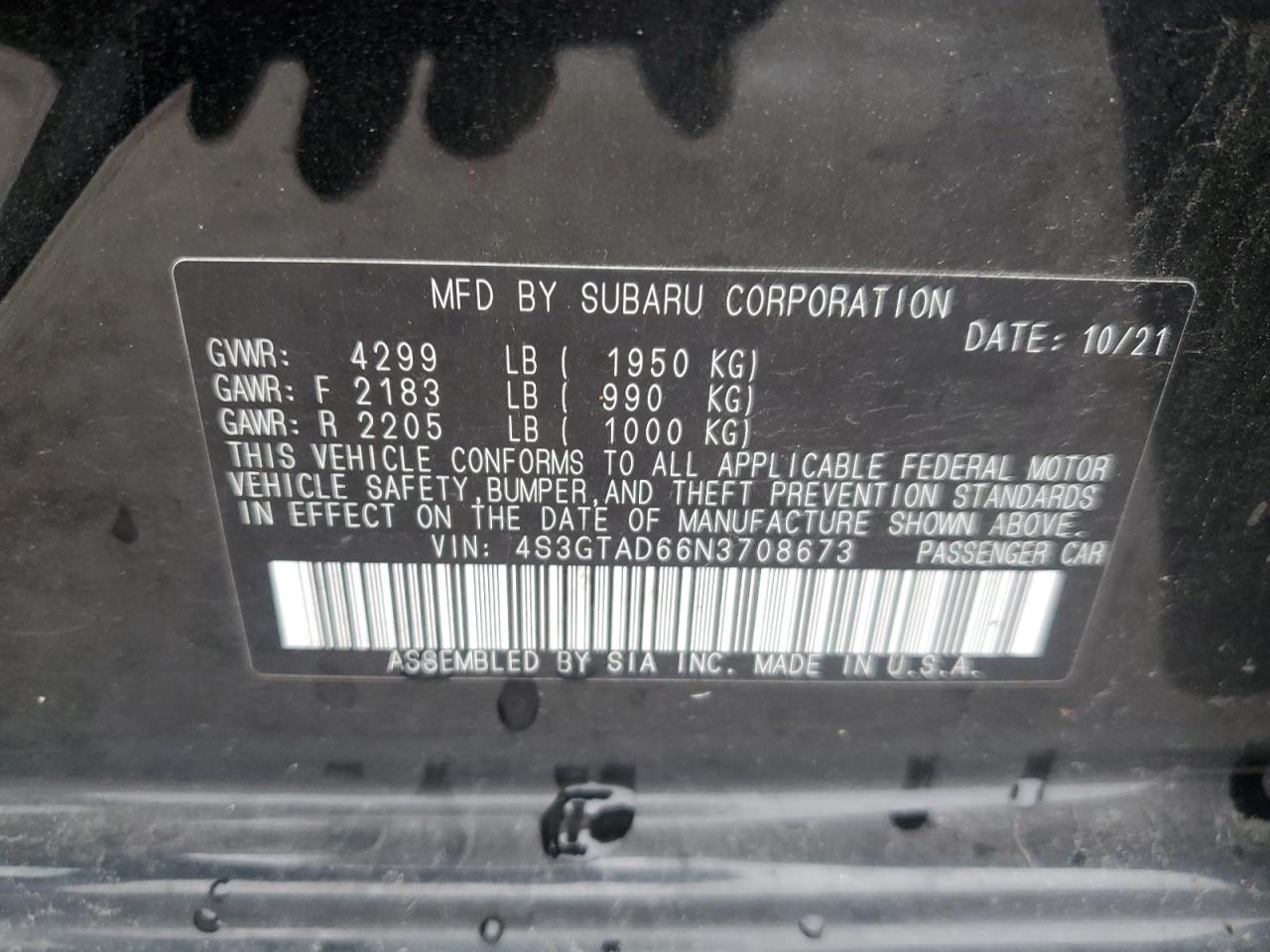 4S3GTAD66N3708673 2022 Subaru Impreza Premium