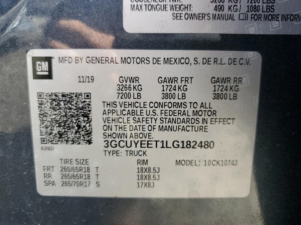 3GCUYEET1LG182480 2020 Chevrolet Silverado K1500 Rst