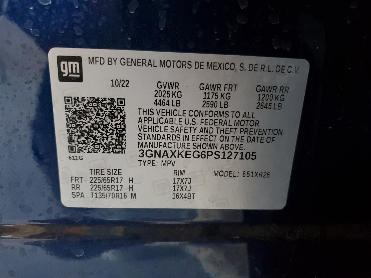 3GNAXKEG6PS127105 2023 Chevrolet Equinox Lt