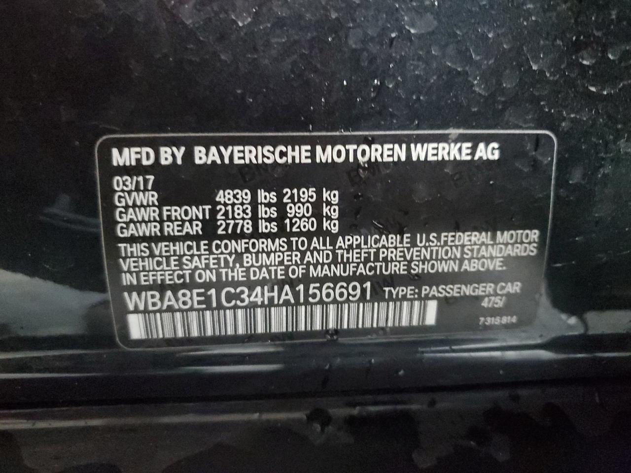 WBA8E1C34HA156691 2017 BMW 330E