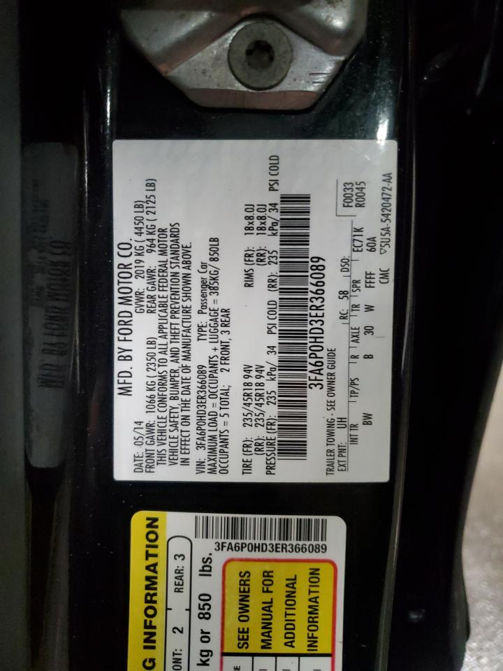 3FA6P0HD3ER366089 2014 Ford Fusion Se