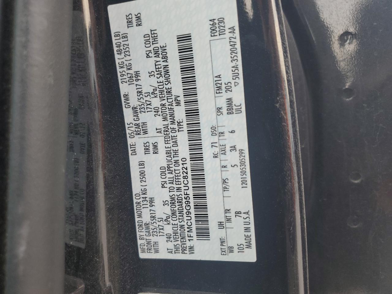 1FMCU9G95FUC82210 2015 FORD ESCAPE - Image 13