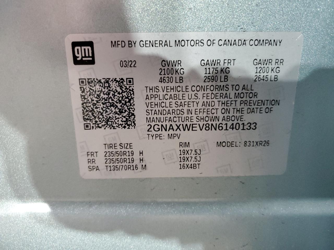 2GNAXWEV8N6140133 2022 CHEVROLET EQUINOX - Image 13