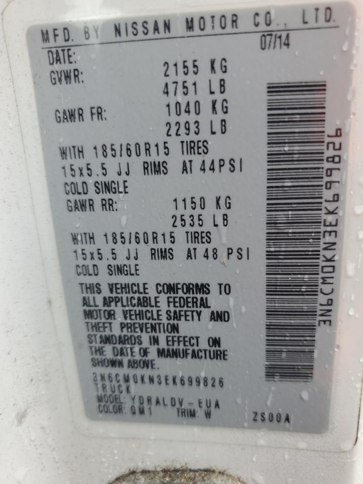 2014 Nissan Nv200 2.5S VIN: 3N6CM0KN3EK699826 Lot: 70842294