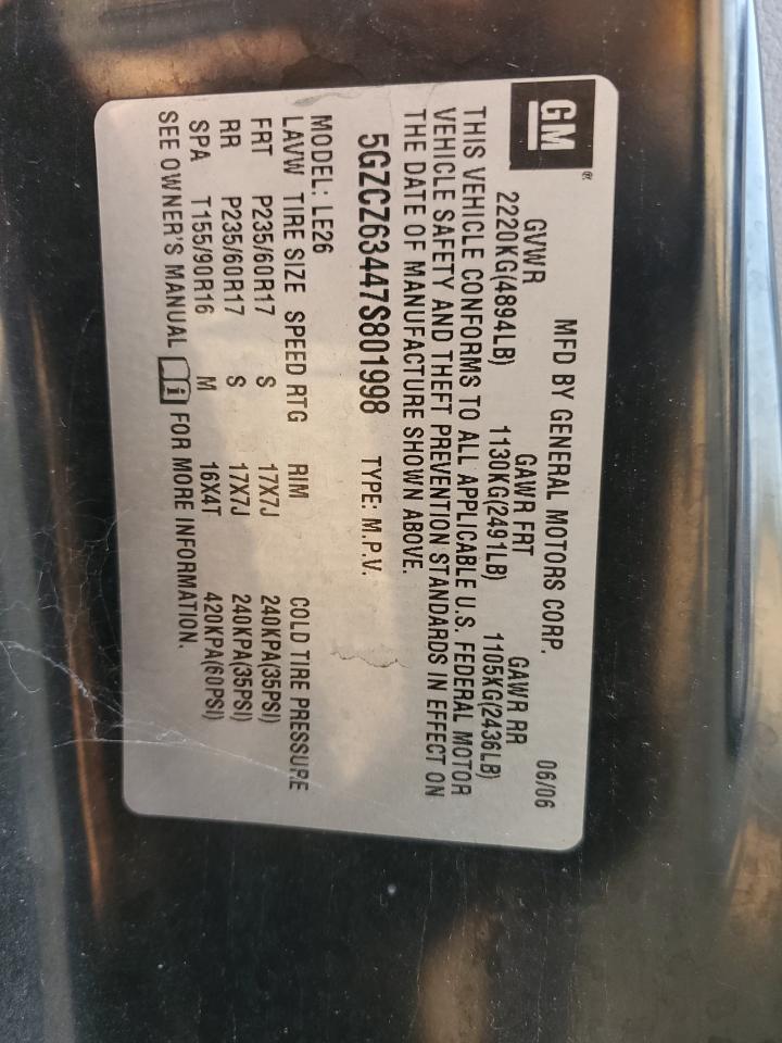 2007 Saturn Vue VIN: 5GZCZ63447S801998 Lot: 71287884