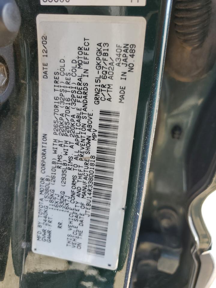 JTEBU14R338001818 2003 Toyota 4Runner Sr5