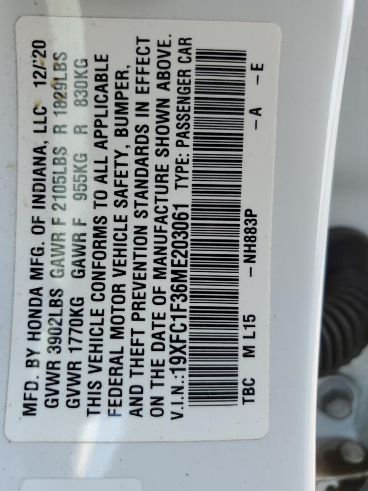 19XFC1F36ME203061 2021 Honda Civic Ex