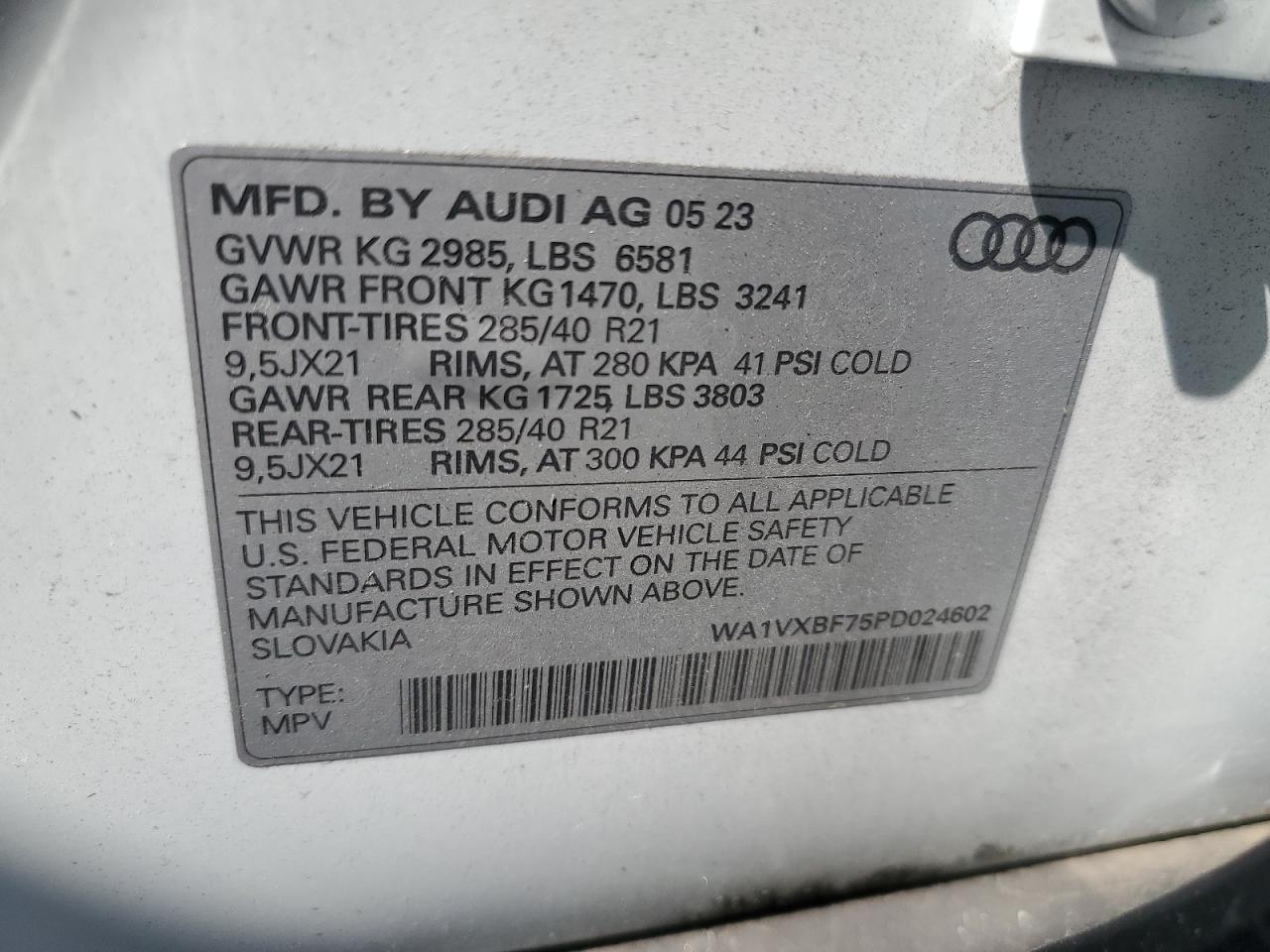 2023 Audi Q7 Prestige VIN: WA1VXBF75PD024602 Lot: 70255174