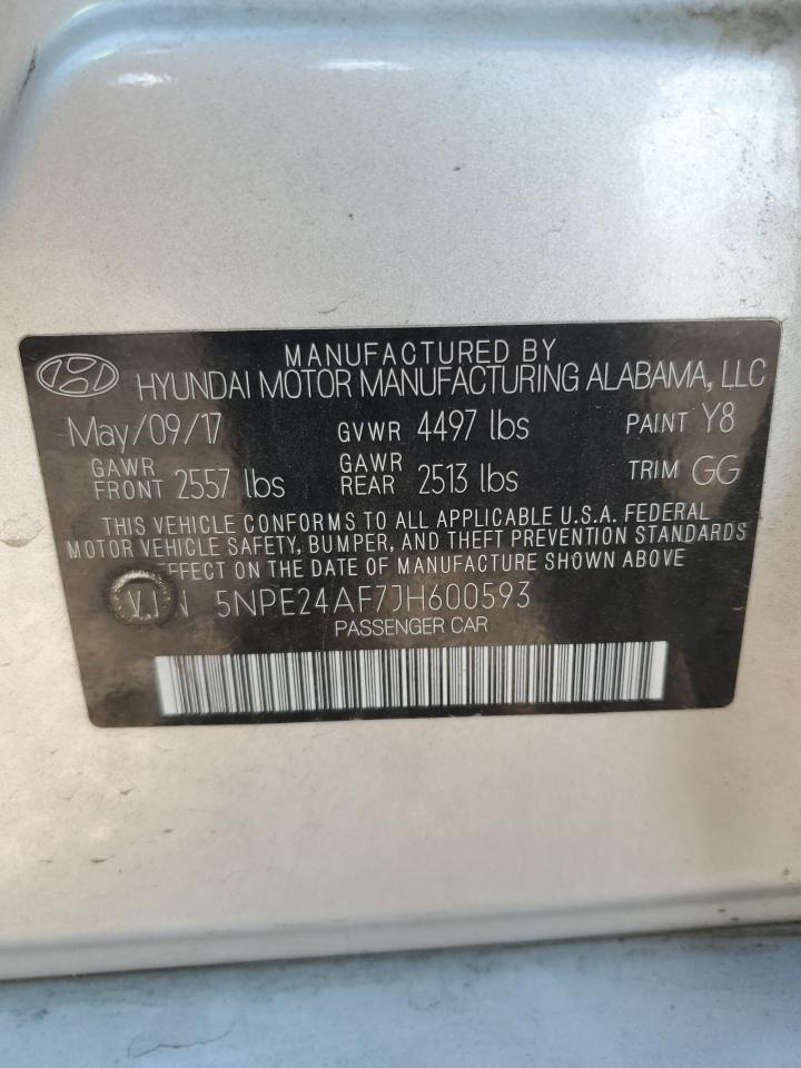 5NPE24AF7JH600593 2018 Hyundai Sonata Se