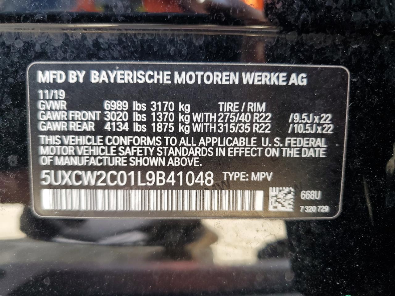 5UXCW2C01L9B41048 2020 BMW X7 xDrive40I