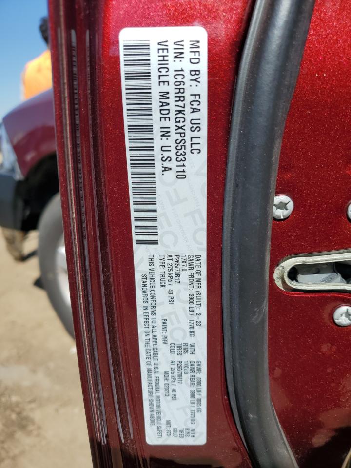 2023 Ram 1500 Classic Tradesman VIN: 1C6RR7KGXPS533110 Lot: 70051824