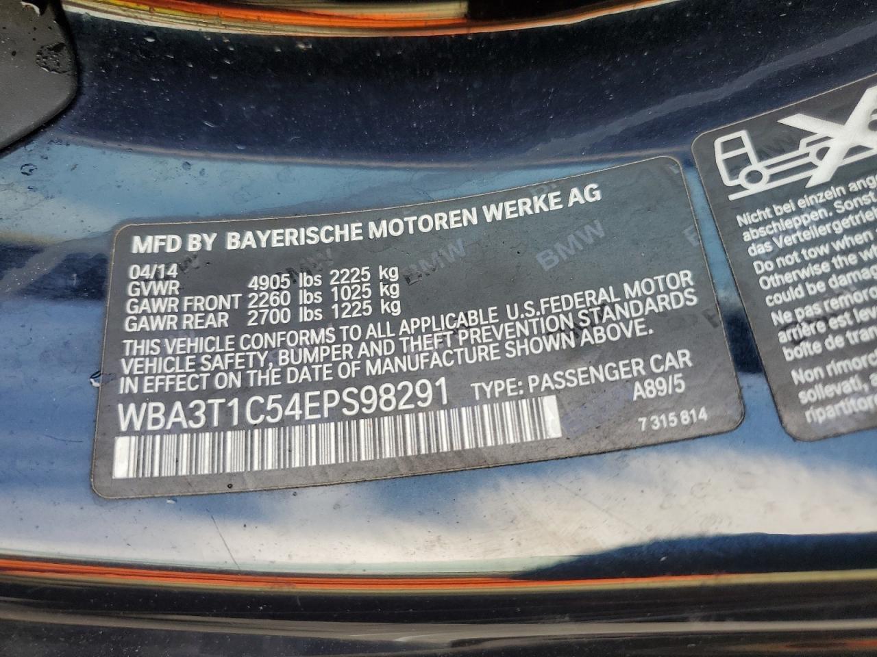 WBA3T1C54EPS98291 2014 BMW 428 Xi Sulev