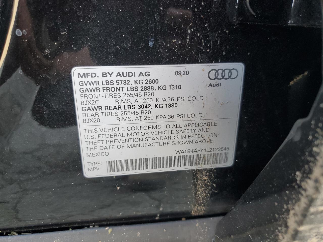 WA1B4AFY4L2123545 2020 Audi Sq5 Premium Plus