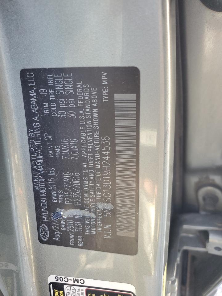 2009 Hyundai Santa Fe Gls VIN: 5NMSG13D19H244536 Lot: 71865674