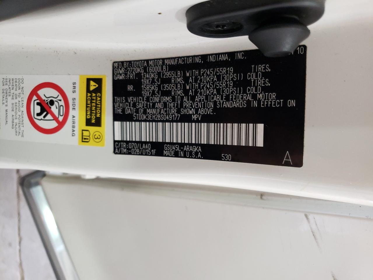 2011 Toyota Highlander Limited VIN: 5TDDK3EH2BS049177 Lot: 73151064