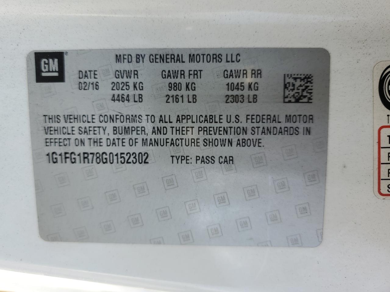 1G1FG1R78G0152302 2016 Chevrolet Camaro Ss