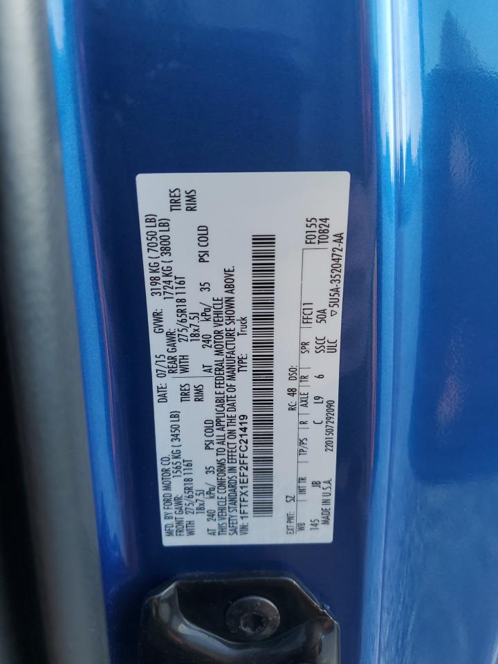 2015 Ford F150 Super Cab VIN: 1FTFX1EF2FFC21419 Lot: 71917874