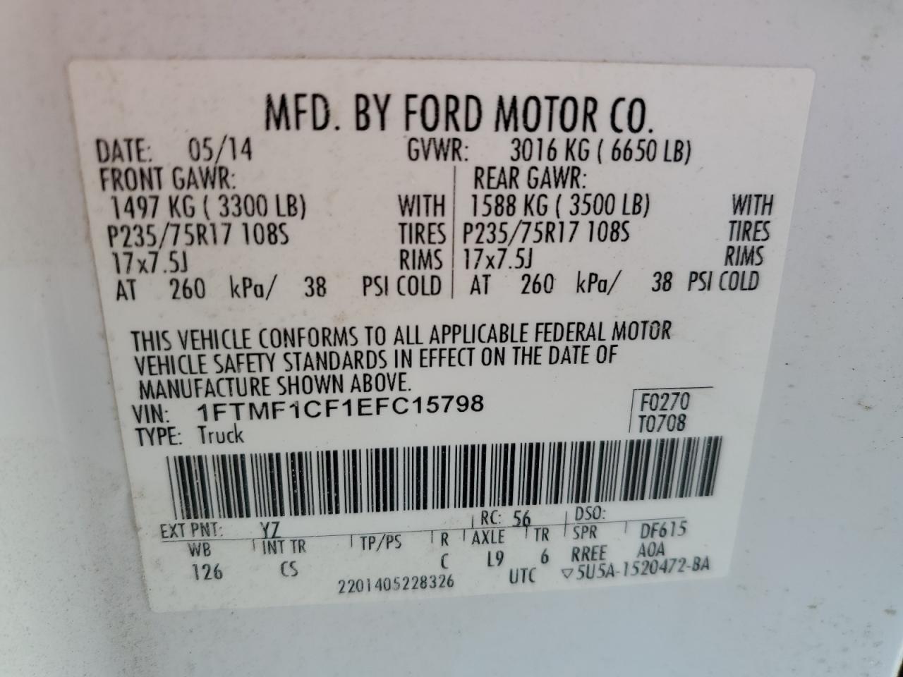 1FTMF1CF1EFC15798 2014 Ford F150