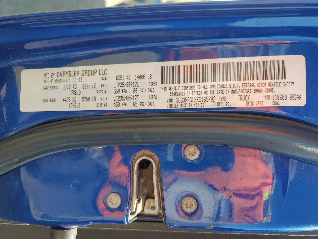 2014 Ram 3500 St VIN: 3C63RRGLXEG165782 Lot: 70338074