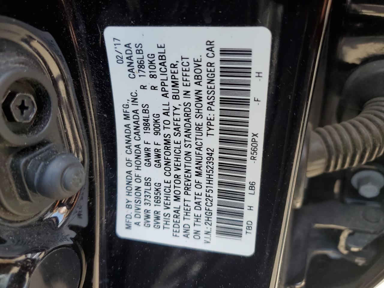 2HGFC2F51HH523942 2017 Honda Civic Lx 2HGFC2F51HH523942 2017 Honda Civic Lx