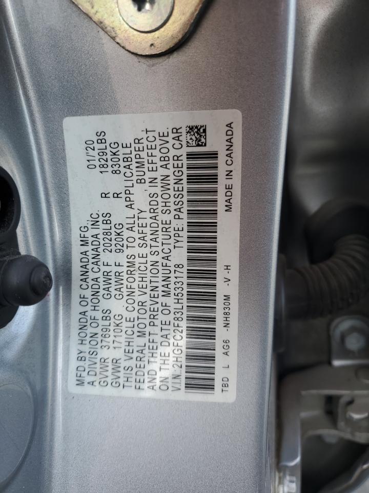 2HGFC2F83LH533178 2020 Honda Civic Sport