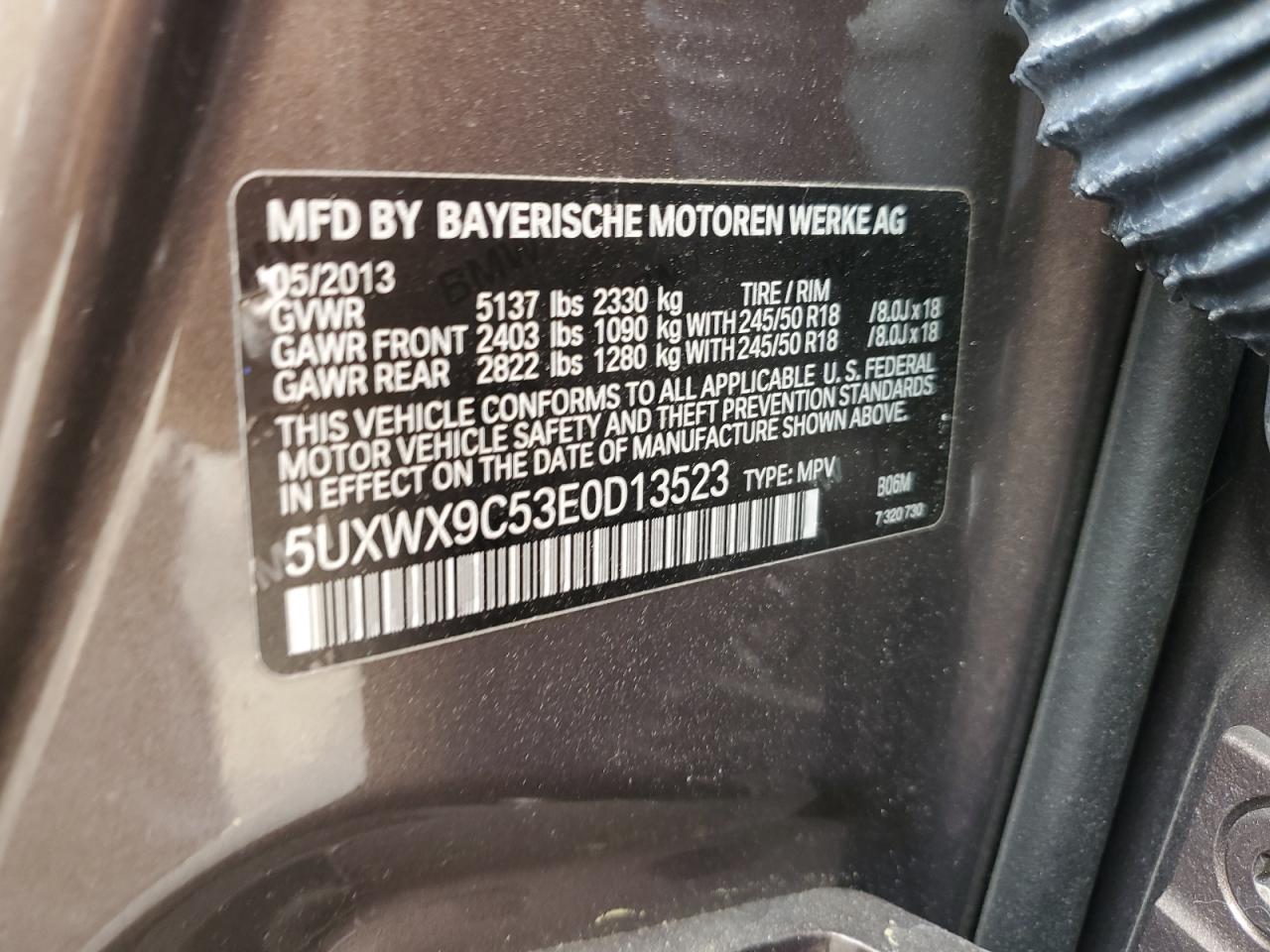 5UXWX9C53E0D13523 2014 BMW X3 xDrive28I