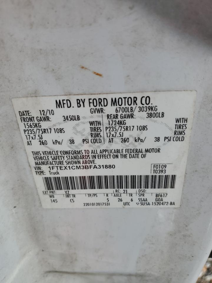 1FTEX1CM3BFA31880 2011 Ford F150 Super Cab