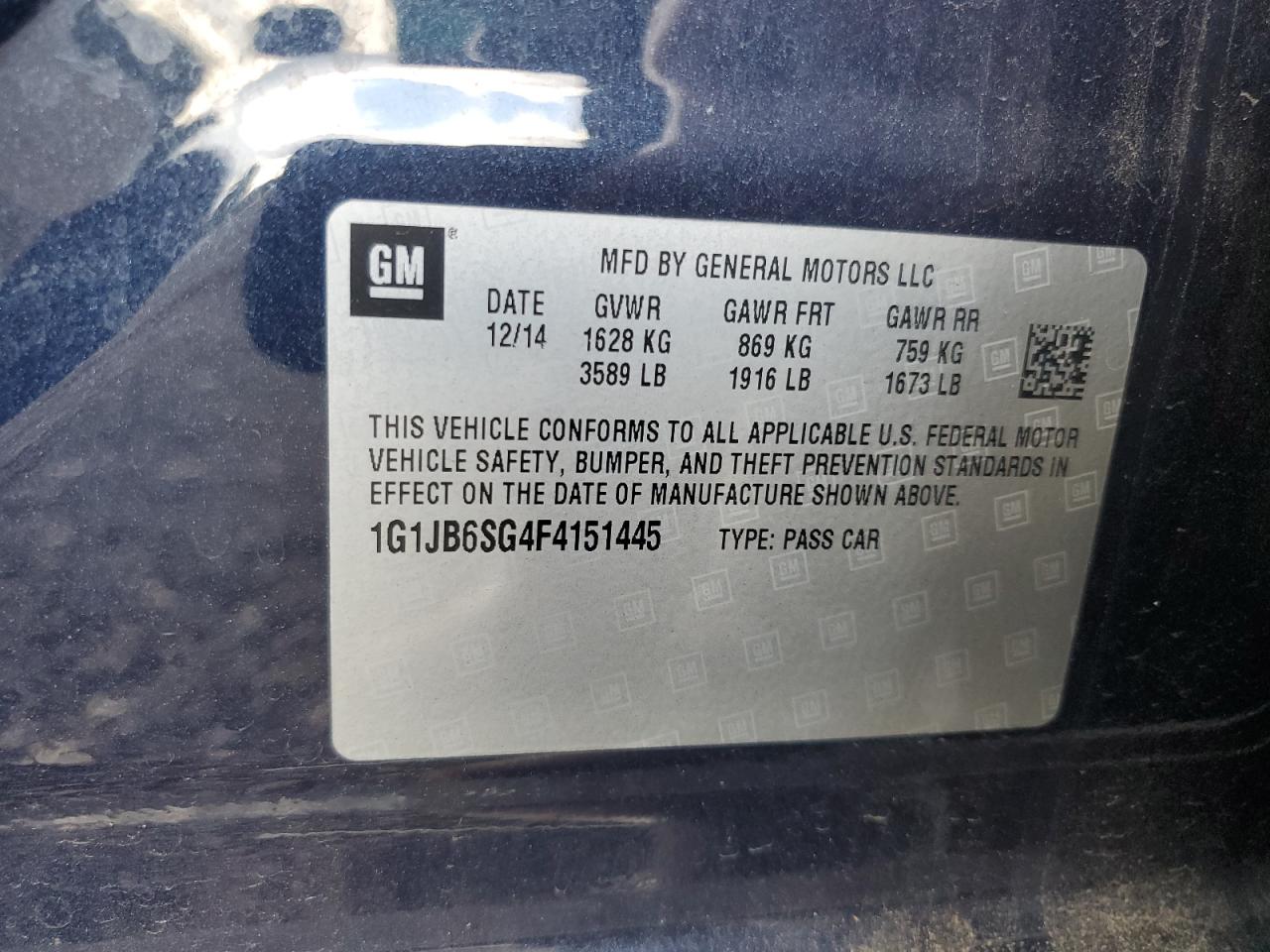 1G1JB6SG4F4151445 2015 Chevrolet Sonic Ls