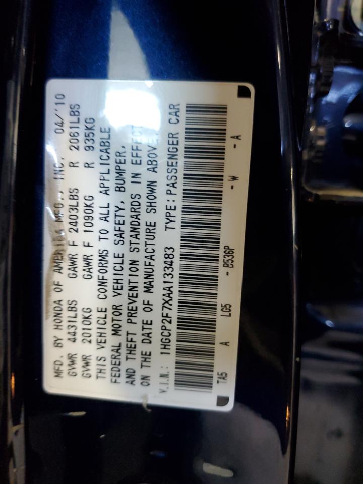 1HGCP2F7XAA133483 2010 Honda Accord Ex