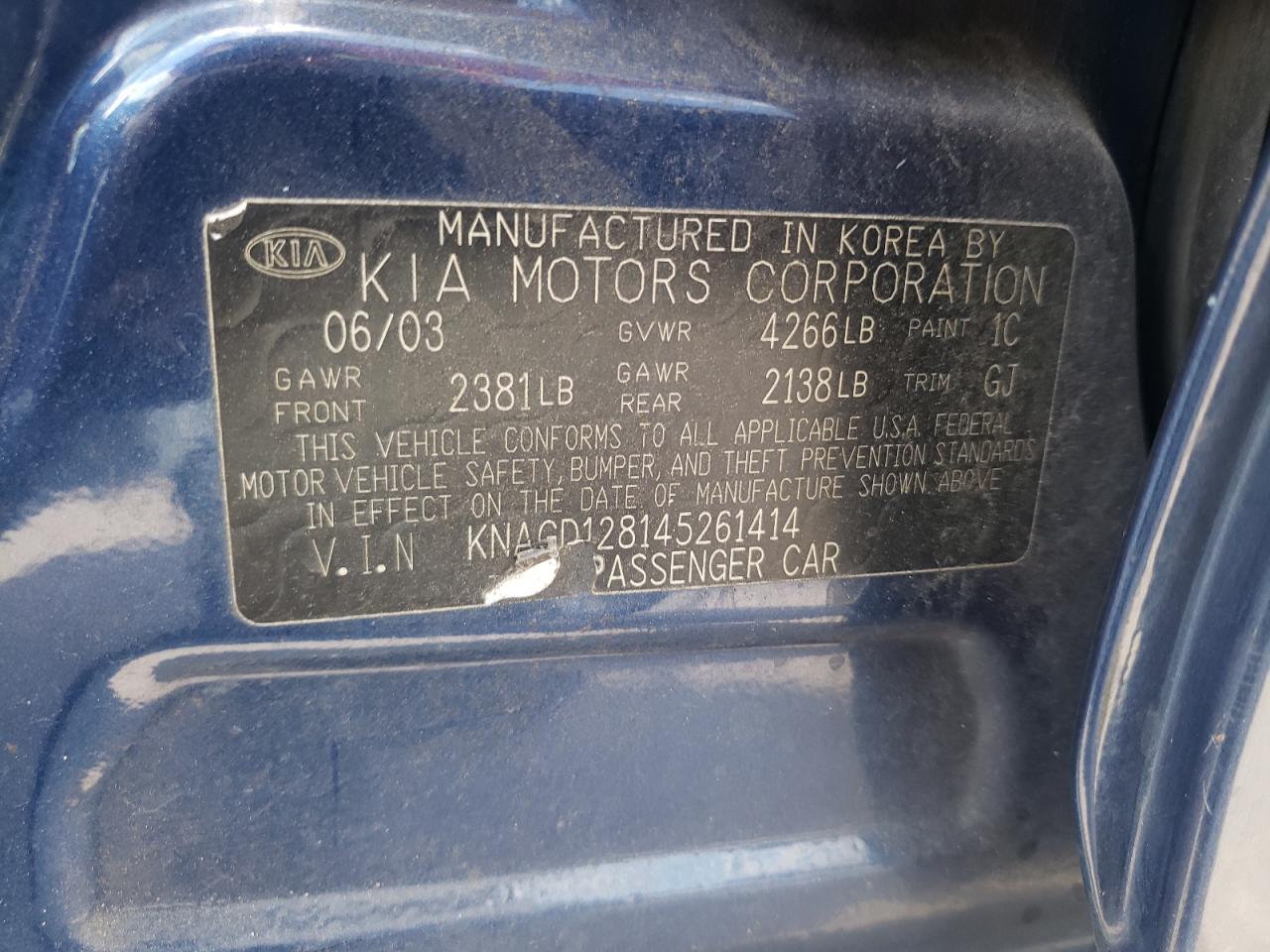 KNAGD128145261414 2004 Kia Optima Lx