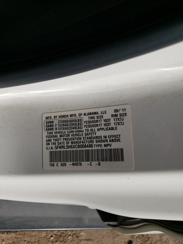 5FNRL5H6XCB008486 2012 Honda Odyssey Exl