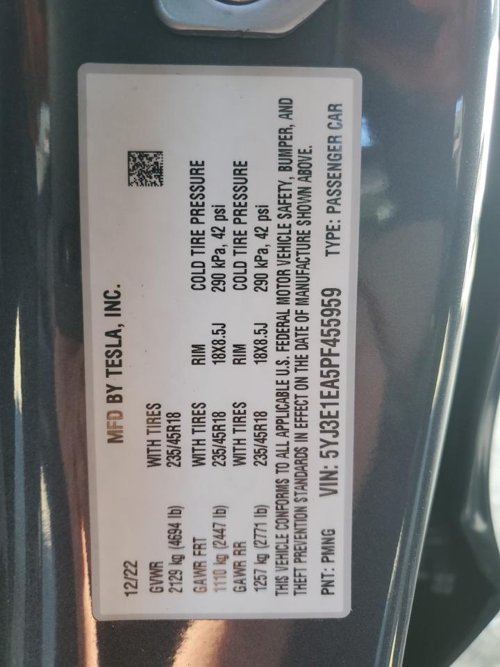 5YJ3E1EA5PF455959 2023 Tesla Model 3