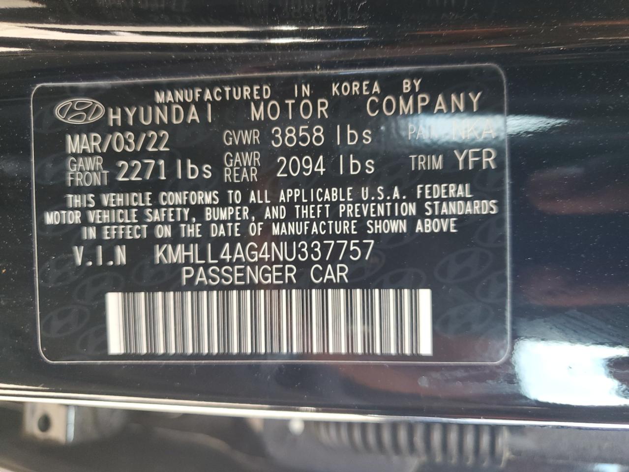 KMHLL4AG4NU337757 2022 Hyundai Elantra Se