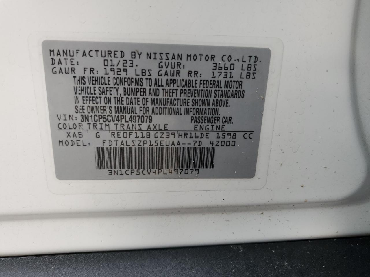 3N1CP5CV4PL497079 2023 Nissan Kicks Sv