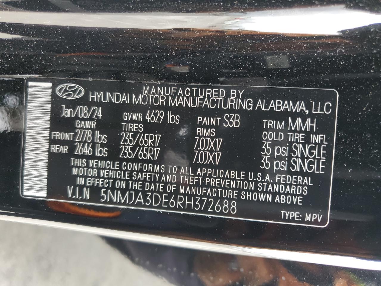 5NMJA3DE6RH372688 2024 Hyundai Tucson Se