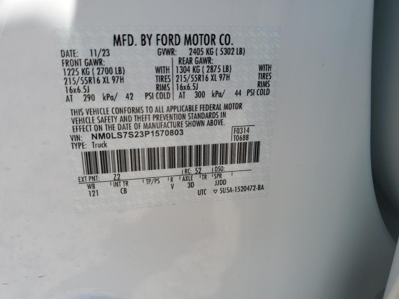 NM0LS7S23P1570803 2023 Ford Transit Connect Xl