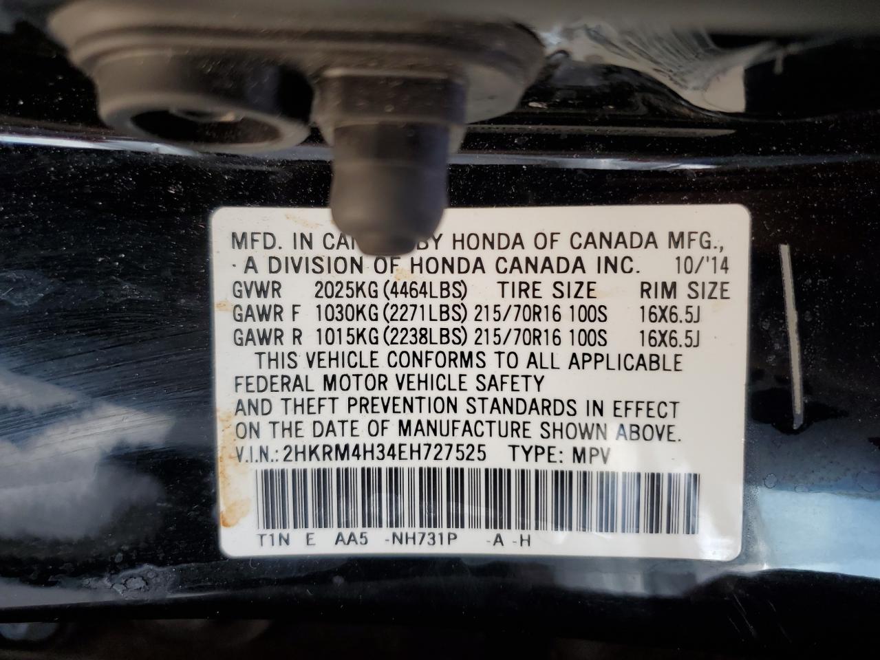 2HKRM4H34EH727525 2014 Honda Cr-V Lx