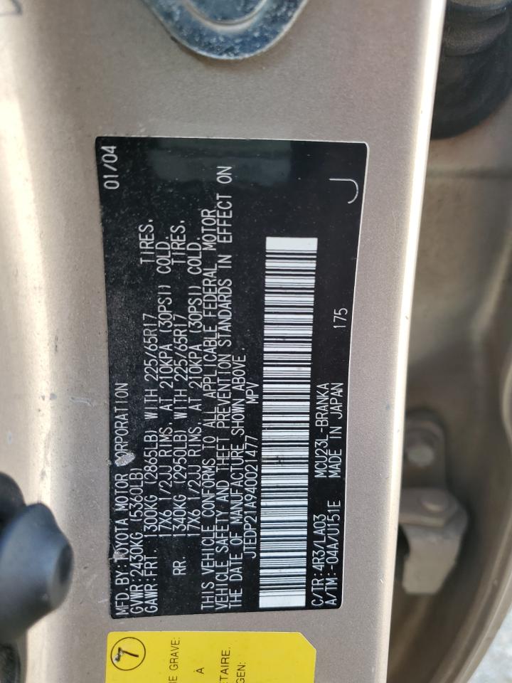 JTEDP21A940021477 2004 Toyota Highlander Base