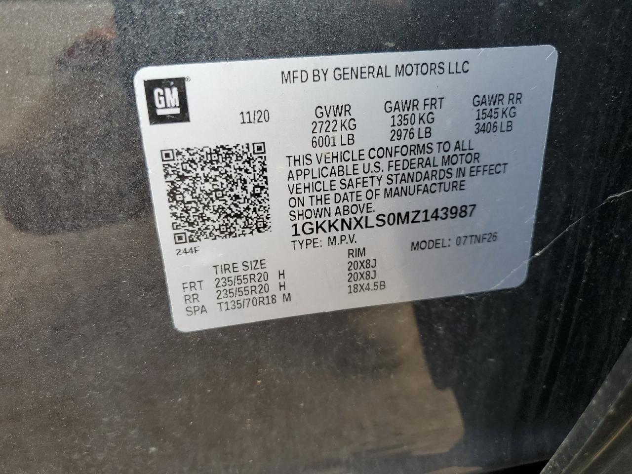 1GKKNXLS0MZ143987 2021 GMC Acadia Denali