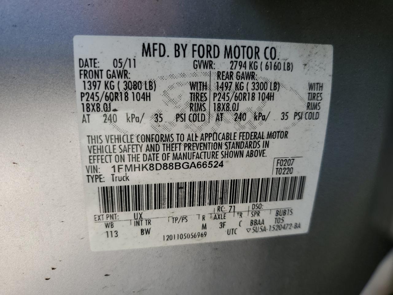 1FMHK8D88BGA66524 2011 Ford Explorer Xlt