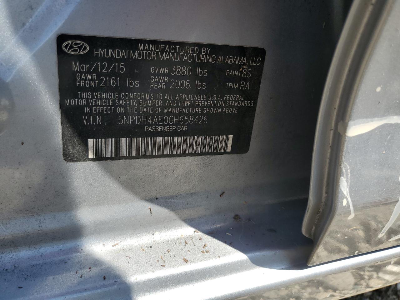 5NPDH4AE0GH658426 2016 Hyundai Elantra Se